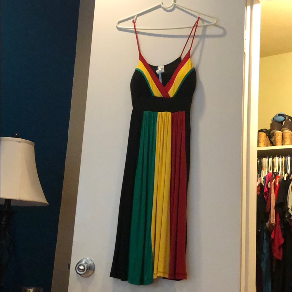 Jamaican flag colored dress